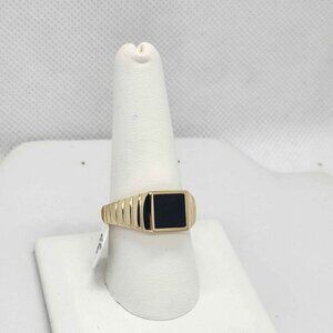 Brand new   Sterling Silver 925 Black stone square design Ring